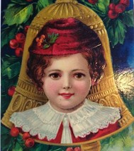 Victorian Christmas Postcard Girl Bell Ornament Series 1480 Germany 1909 Antique - £23.78 GBP