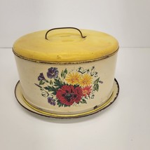 Vintage 50s 11 inch Metal Covered Cake Carrier  - £23.29 GBP