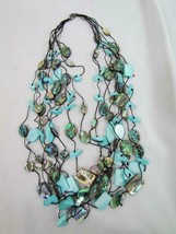 Eight Strand Iridescent Beaded Necklace 22&quot; Long Claw Closure - £4.54 GBP