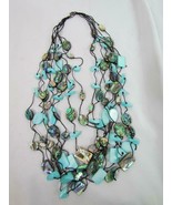 Eight Strand Iridescent Beaded Necklace 22&quot; Long Claw Closure - £4.47 GBP