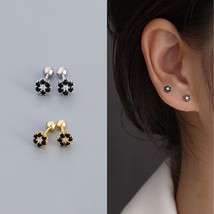 Diamond Flower Stud Earrings For Women Girls Tiny Flower Cartilage Tragus Studs - £9.23 GBP