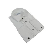 Men CEREMONIA Formal Cotton Shirt Wingtip Slim Fit Turkey #ATF 13 White Ruffle image 5