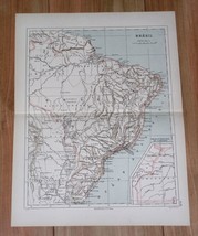 1887 Original Antique Map Of Brazil / South America - £15.19 GBP