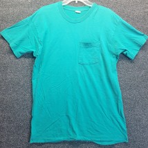 Vtg Fruit Of The Loom Pocket T-Shirt Adult XL Teal Blue Cotton Single St... - $19.23