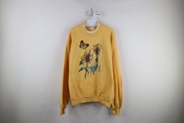 Vtg 90s Country Primitive Womens XL Sunflower Butterfly Layered Sweatshirt USA - £39.10 GBP