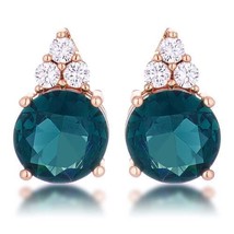 Precious Stars Rose Goldtone Blue-Green Cubic Zirconia Round Cluster Earrings - £17.26 GBP
