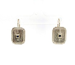 14k White Gold Genuine Natural Sapphire Earrings (#J5526) - $424.71