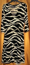 I.N.San Francisco Black OFF-WHITE Polka Dot 3/4 Sleeve Knee Length Dress M - $2.96