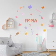 Boho Rainbow Wall Decal with Custom Name - Personalized Colorful Wall Decal for  - £79.13 GBP