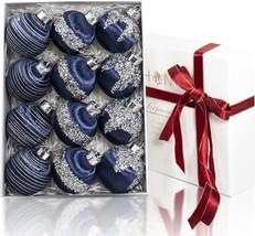 Heejoonay Satin Christmas Balls Ornaments, Silk 12Pcs 3.15&quot; Blue - $22.80