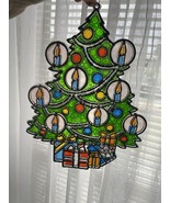 Vintage Christmas Tree Sun Catcher Plastic Stained Glass Window Ornament... - $10.99