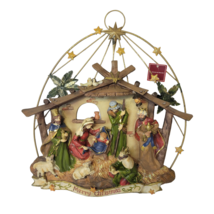 St. Nicholas Square Nativity Scene Wall Hanging Metal Resin Christmas 16&quot; X 14&quot; - £38.36 GBP