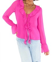 Show Me Your Mumu adela ruffle top in pink crinkle chiffon - £67.56 GBP