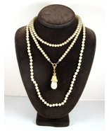 Sarah Coventry &amp; Monet Vintage FAUX PEARL Pair of NECKLACES &amp; TEARDROP P... - $28.51 CAD