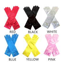 6 Pairs Elegant Pearl Bow Stretch Satin Long Finger Dress Gloves for Gir... - $14.99