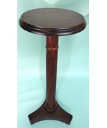 Reprod. Mahogany Tone Round Turned Pedestal Plant Stand 27&quot;T Table Foote... - $176.56 CAD