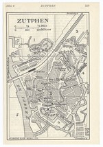 1933 Original Vintage City Map Of Zutphen / Gelderland / Netherlands Holland - $16.16