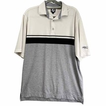 FootJoy FJ Shirt Mens Size Large Gray White Polo Atikwa Golf Logo Active... - $16.35