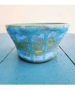 Pottery Barn Unique Handmade Ocean Blue Ceramic Drippy Bowl - $407.40 MXN
