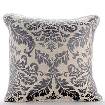 Burnout Velvet Gray Damask Decorative Pillows Cover, Paloma, 16&quot;x16&quot; - £20.03 GBP+