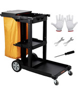 Cleaning Cart, 3-Shelf Commercial Janitorial Cart, 200 lbs Capacity Plas... - $403.16