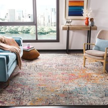 SAFAVIEH Madison Collection Area Rug - 8&#39; x 10&#39;, Grey &amp; Pink, Modern Abstract De - £169.33 GBP