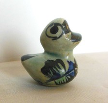 Hand Made  Painted Duck 1.5&quot; Tonala Mexico Flowers - £10.09 GBP