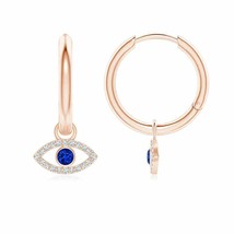 Natural Blue Sapphire Hoops, Dangle Earrings in 14K Gold (Grade-AAAA , 2.5MM) - £1,040.37 GBP