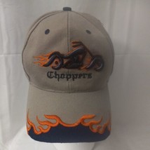 Choppers Embroidered Adjustable Baseball Hat Cap Flames Motorcycle Tan - £10.17 GBP