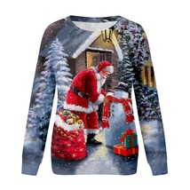 Winter Christmas Xmas Print Sweater Pullover Tops Casual Long Sleeve Women Sweat - £47.33 GBP