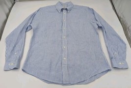 Brooks Brothers Shirt Men&#39;s XL Blue Striped Baird Mcnutt Irish Linen But... - £31.57 GBP