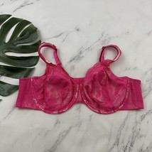 Cacique Bright Pink Lace Balconette Bra Size 46 C Underwire Floral - $480.48 MXN