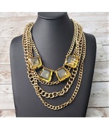 14th &amp; Union Statement Necklace Gold Tone Layered With Yellow Gems - £12.57 GBP