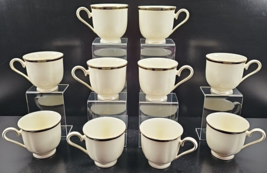 10 Lenox Urban Lights Footed Cups Set Black Gold Bands American Home Dishes Lot - £77.42 GBP