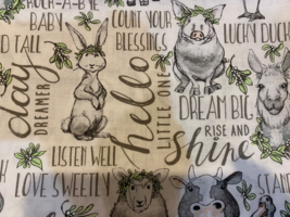 Farm Animal pretty Cow pig Floral Print 100% Cotton Fat Quarter 18&quot;x22&quot; NEW Mask - £5.40 GBP