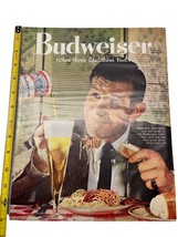 1958 Vintage Print Ad Budweiser Beer Where There&#39;s Life Theres Bud Spaghetti - £26.43 GBP