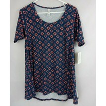 NWT LuLaRoe Perfect T Blue With Orange &amp; White Pixel Design Size XXS - $15.83
