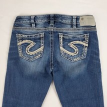 Silver Jeans Tuesday Low Capri Blue Stretch Denim 30x23 Thick Stitch Rivets - £17.55 GBP