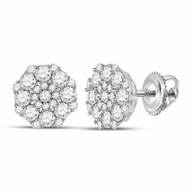 14kt White Gold Womens Round Diamond Cluster Earrings 1-1/4 Cttw - £900.32 GBP