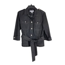 Calvin Klein Womens Jacket Size 6 Black Denim Belted Light Weight 3/4 Sl... - $27.17
