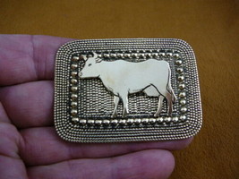 (b-cow-1) Cow love cows farm bovine Victorian BRASS pin pendant - $21.49