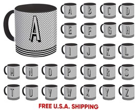 Alphabet Mugs A-Z : Letters Initials Monogram Name ABC Cups Polka Dots Stripes G - £15.55 GBP