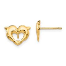 14K Gold Madi K Heart Dolphins Post Earrings Jewerly - £42.54 GBP