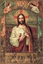 Jesus Holding the Eucharist / First Communion Gift / Vintage Catholic Art Print - £11.10 GBP+