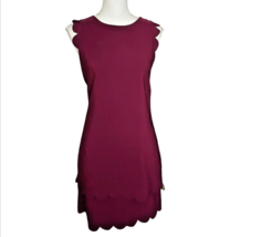 Betsey Johnson Scalloped Sheath Dress Size 4 Sangria Tiered - £31.31 GBP