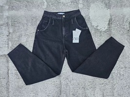 Zara Women Jeans Black Cotton Denim Baggy Pant Size 4USA (36) - £30.68 GBP