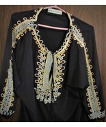 Vtg Bedouin Palestine Woman&#39;s Gallabia Black Rich Embroidery Gold Silver... - $1,716.35 MXN