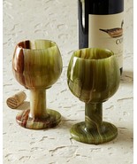 Smtihsonian Banded Travertine Goblet Set of 2 in Velvet Box - $49.99