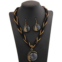 Hesiod Bohemian Natural Stone Pendants&amp; Necklaces Blue Crystal Drop Earrings Rou - £17.04 GBP