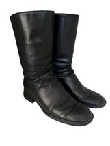 SANTANA Canada Womens Boots 833 Ruched Black Leather Waterproof Sz 8.5 - $33.59